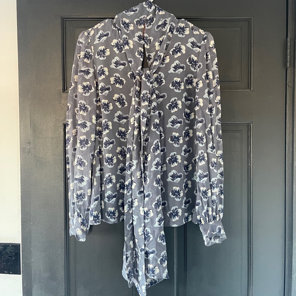 Tory Burch Floral Bow Blouse